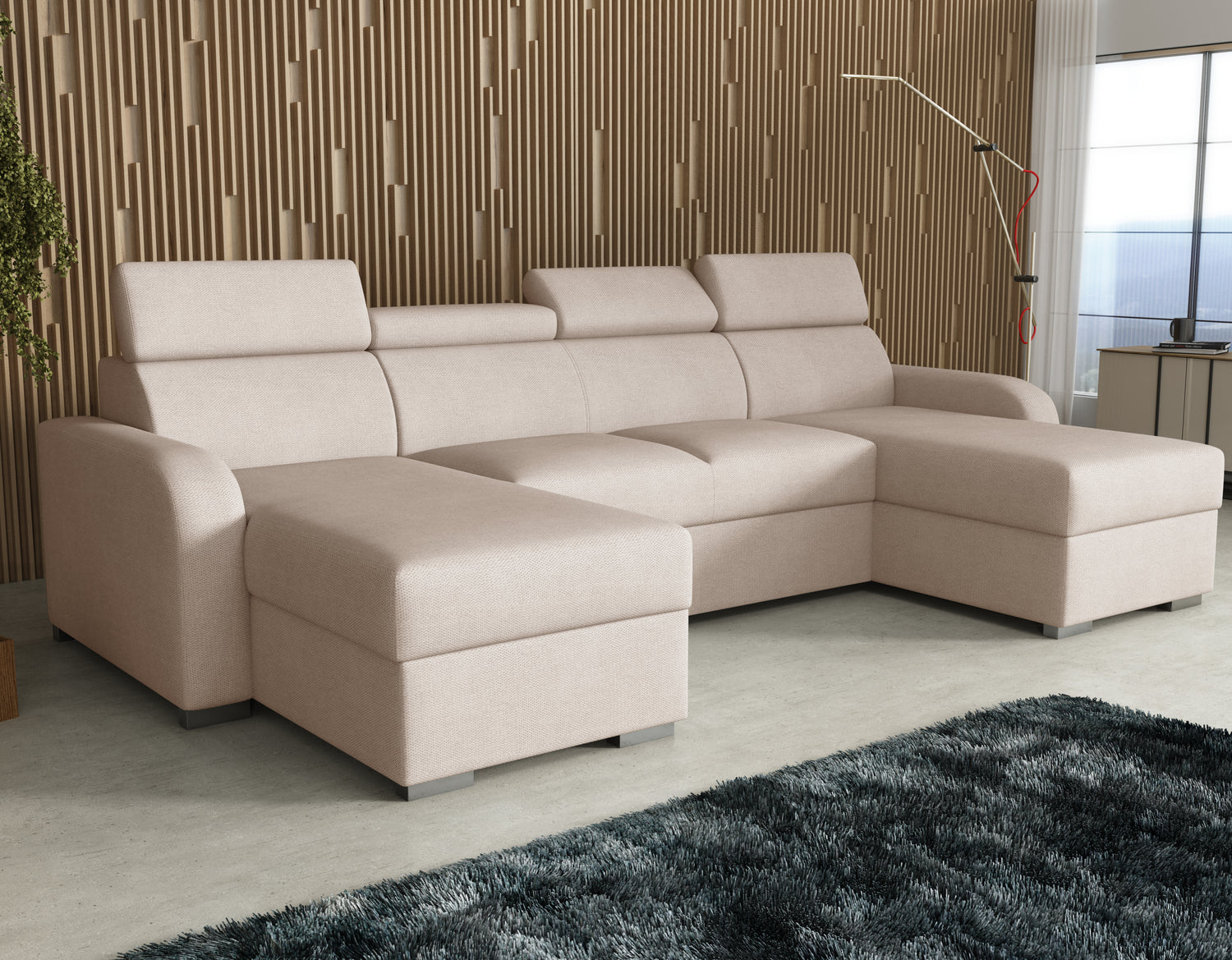 NEW! CORNER SOFA BED ASTEE U SHAPE EASY CLEAN FABRIC ADJUSTABLE HEADREST / SPRINGS + FOAMTHIS MODEL IS UNIVERSAL WHICH MEANS YOU CAN CHOOSE CORNER SIDE DURING ASSEMBLYProduct dimensions:- length: 306 cm- depth: 170 cm- seat depth: 60 cmADJUSTABLE HEADREST