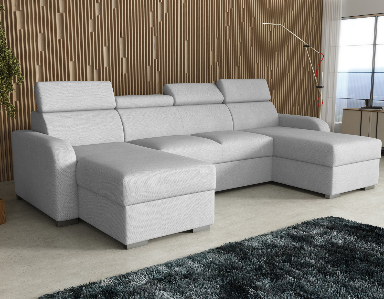 NEW! CORNER SOFA BED ASTEE U SHAPE EASY CLEAN FABRIC ADJUSTABLE HEADREST / SPRINGS + FOAMTHIS MODEL IS UNIVERSAL WHICH MEANS YOU CAN CHOOSE CORNER SIDE DURING ASSEMBLYProduct dimensions:- length: 306 cm- depth: 170 cm- seat depth: 60 cmADJUSTABLE HEADREST