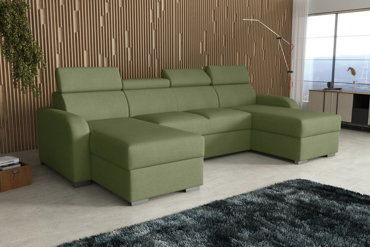 NEW! CORNER SOFA BED ASTEE U SHAPE EASY CLEAN FABRIC ADJUSTABLE HEADREST / SPRINGS + FOAMTHIS MODEL IS UNIVERSAL WHICH MEANS YOU CAN CHOOSE CORNER SIDE DURING ASSEMBLYProduct dimensions:- length: 306 cm- depth: 170 cm- seat depth: 60 cmADJUSTABLE HEADREST