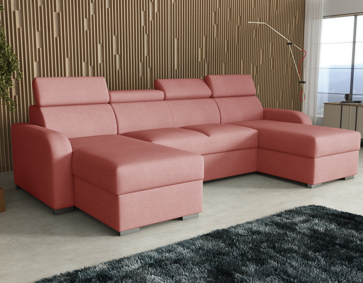 NEW! CORNER SOFA BED ASTEE U SHAPE EASY CLEAN FABRIC ADJUSTABLE HEADREST / SPRINGS + FOAMTHIS MODEL IS UNIVERSAL WHICH MEANS YOU CAN CHOOSE CORNER SIDE DURING ASSEMBLYProduct dimensions:- length: 306 cm- depth: 170 cm- seat depth: 60 cmADJUSTABLE HEADREST