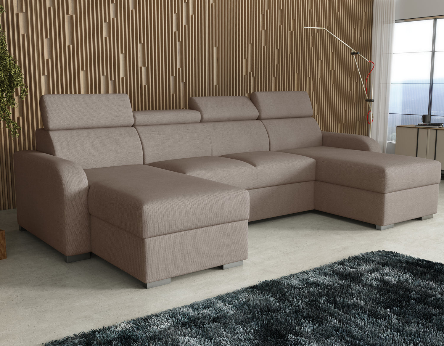 NEW! CORNER SOFA BED ASTEE U SHAPE EASY CLEAN FABRIC ADJUSTABLE HEADREST / SPRINGS + FOAMTHIS MODEL IS UNIVERSAL WHICH MEANS YOU CAN CHOOSE CORNER SIDE DURING ASSEMBLYProduct dimensions:- length: 306 cm- depth: 170 cm- seat depth: 60 cmADJUSTABLE HEADREST