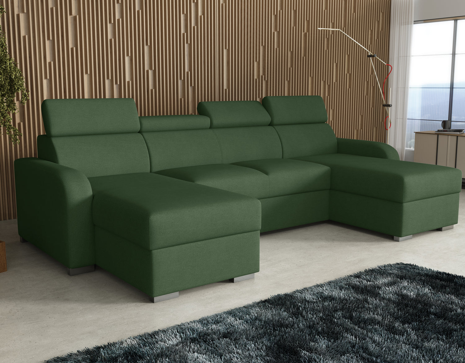 NEW! CORNER SOFA BED ASTEE U SHAPE EASY CLEAN FABRIC ADJUSTABLE HEADREST / SPRINGS + FOAMTHIS MODEL IS UNIVERSAL WHICH MEANS YOU CAN CHOOSE CORNER SIDE DURING ASSEMBLYProduct dimensions:- length: 306 cm- depth: 170 cm- seat depth: 60 cmADJUSTABLE HEADREST
