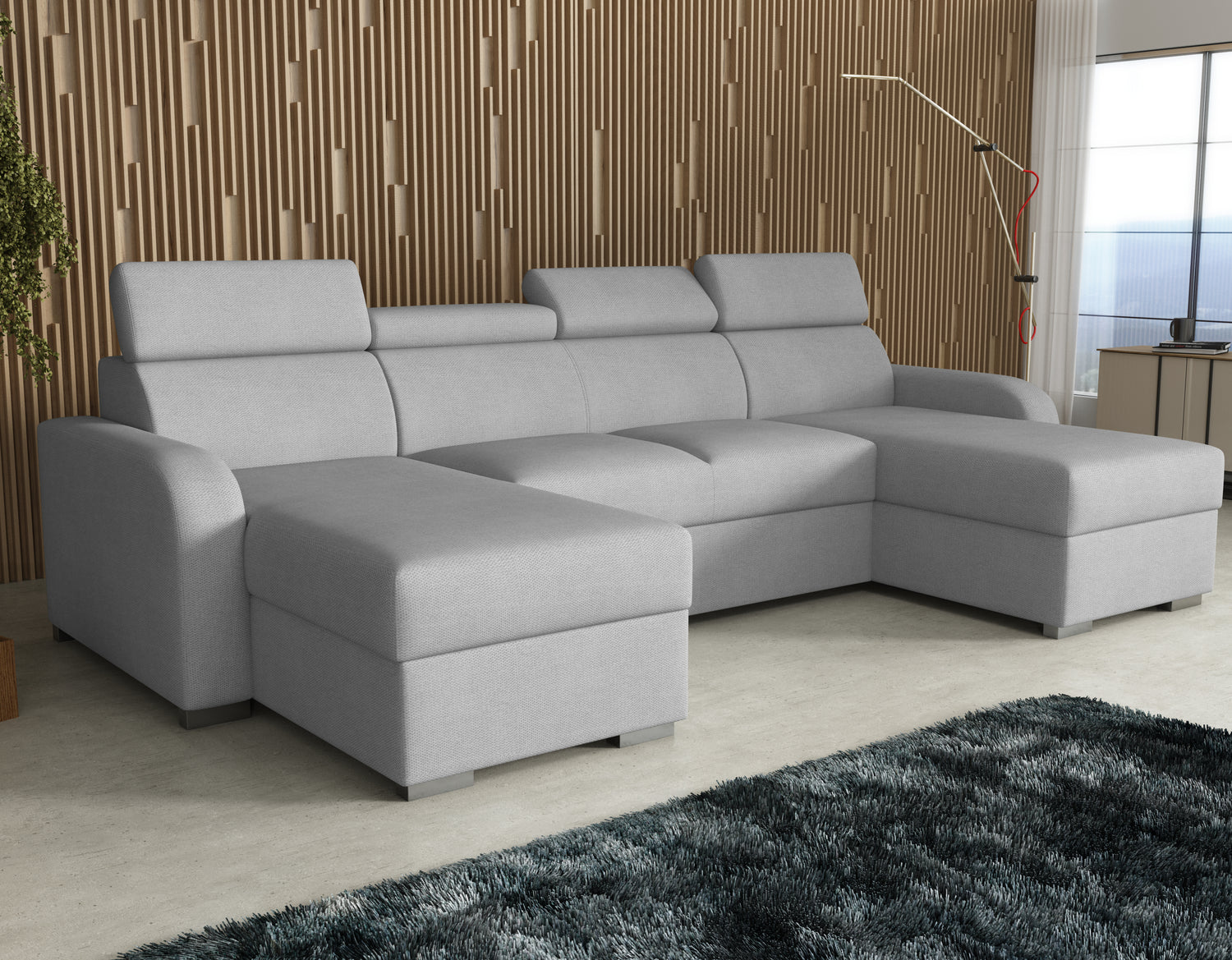 NEW! CORNER SOFA BED ASTEE U SHAPE EASY CLEAN FABRIC ADJUSTABLE HEADREST / SPRINGS + FOAMTHIS MODEL IS UNIVERSAL WHICH MEANS YOU CAN CHOOSE CORNER SIDE DURING ASSEMBLYProduct dimensions:- length: 306 cm- depth: 170 cm- seat depth: 60 cmADJUSTABLE HEADREST