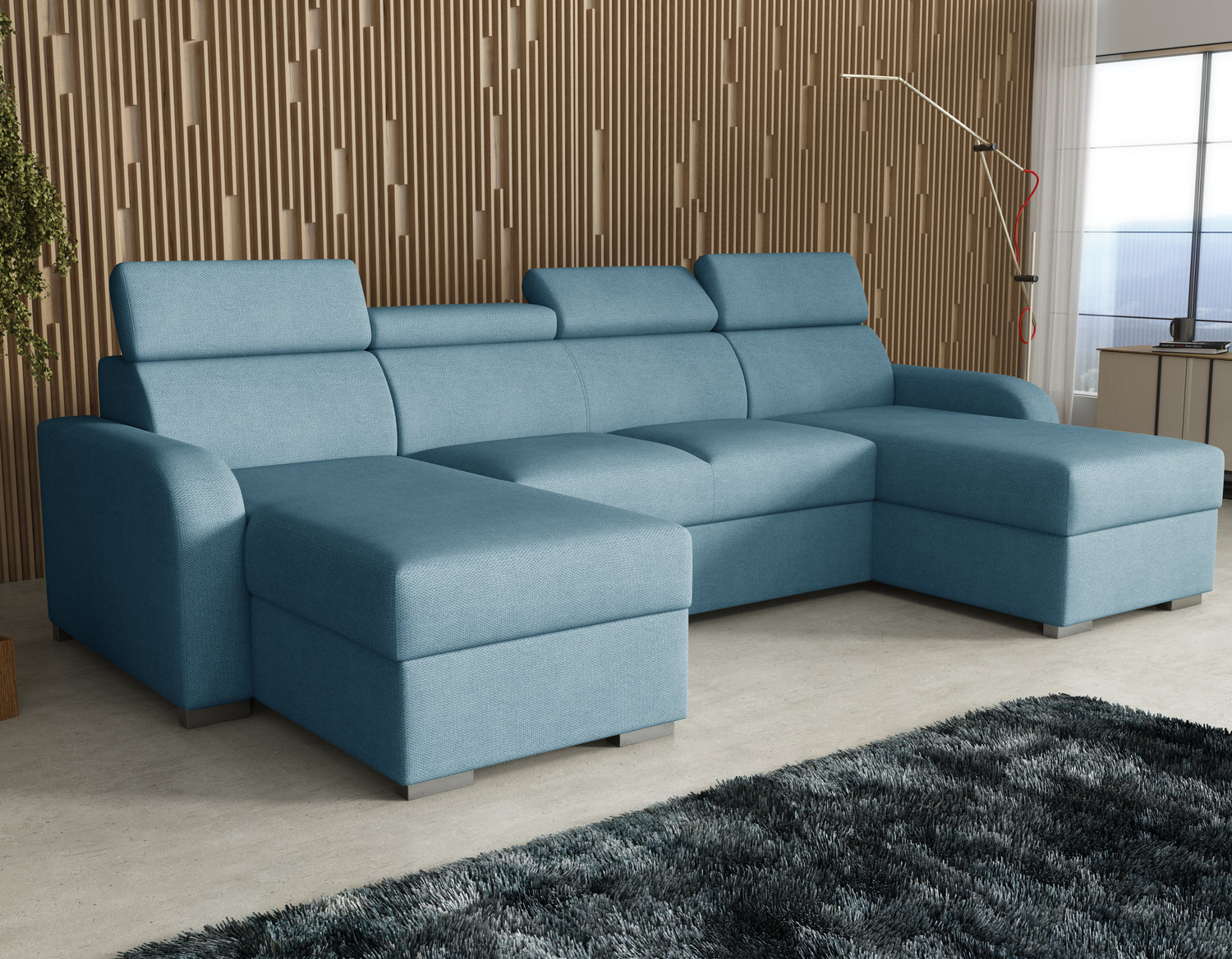 NEW! CORNER SOFA BED ASTEE U SHAPE EASY CLEAN FABRIC ADJUSTABLE HEADREST / SPRINGS + FOAMTHIS MODEL IS UNIVERSAL WHICH MEANS YOU CAN CHOOSE CORNER SIDE DURING ASSEMBLYProduct dimensions:- length: 306 cm- depth: 170 cm- seat depth: 60 cmADJUSTABLE HEADREST