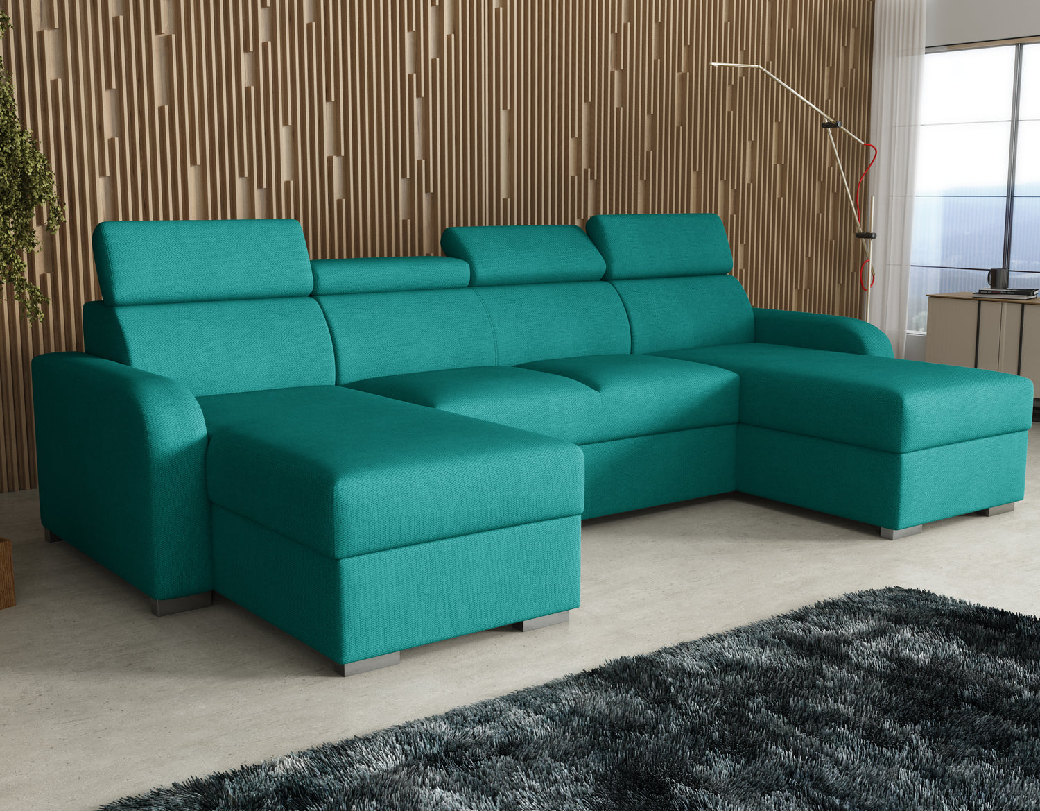 NEW! CORNER SOFA BED ASTEE U SHAPE EASY CLEAN FABRIC ADJUSTABLE HEADREST / SPRINGS + FOAMTHIS MODEL IS UNIVERSAL WHICH MEANS YOU CAN CHOOSE CORNER SIDE DURING ASSEMBLYProduct dimensions:- length: 306 cm- depth: 170 cm- seat depth: 60 cmADJUSTABLE HEADREST