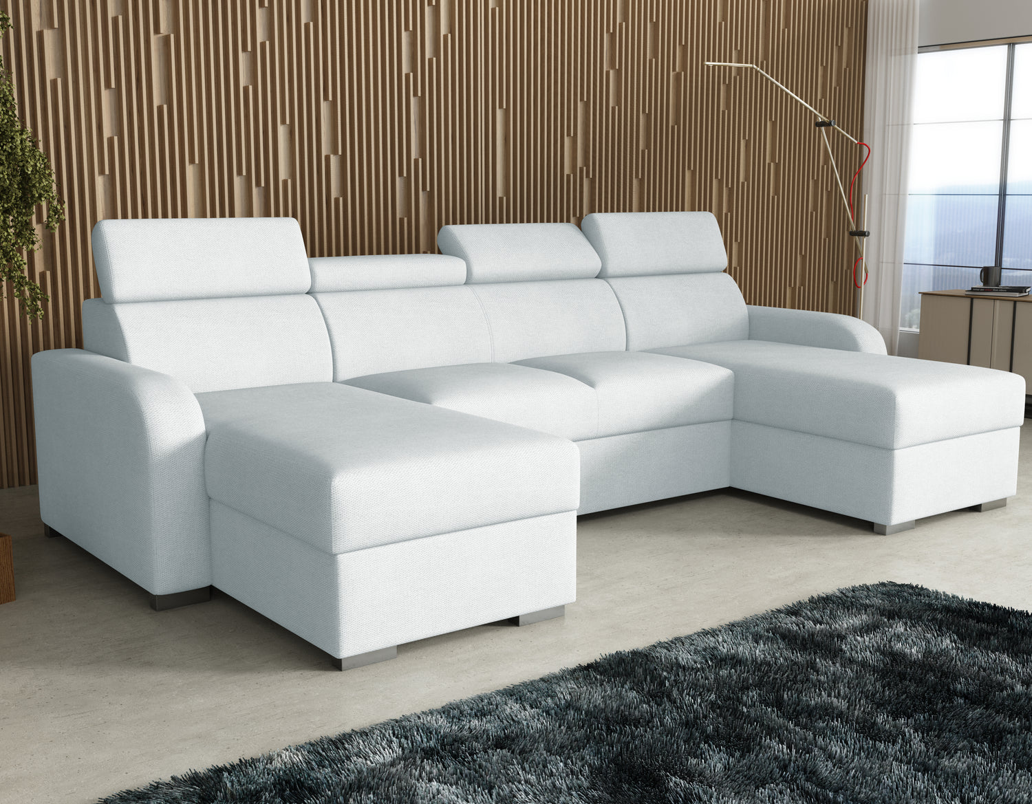 NEW! CORNER SOFA BED ASTEE U SHAPE EASY CLEAN FABRIC ADJUSTABLE HEADREST / SPRINGS + FOAMTHIS MODEL IS UNIVERSAL WHICH MEANS YOU CAN CHOOSE CORNER SIDE DURING ASSEMBLYProduct dimensions:- length: 306 cm- depth: 170 cm- seat depth: 60 cmADJUSTABLE HEADREST