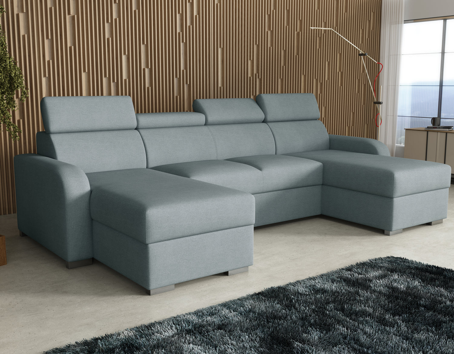 NEW! CORNER SOFA BED ASTEE U SHAPE EASY CLEAN FABRIC ADJUSTABLE HEADREST / SPRINGS + FOAMTHIS MODEL IS UNIVERSAL WHICH MEANS YOU CAN CHOOSE CORNER SIDE DURING ASSEMBLYProduct dimensions:- length: 306 cm- depth: 170 cm- seat depth: 60 cmADJUSTABLE HEADREST