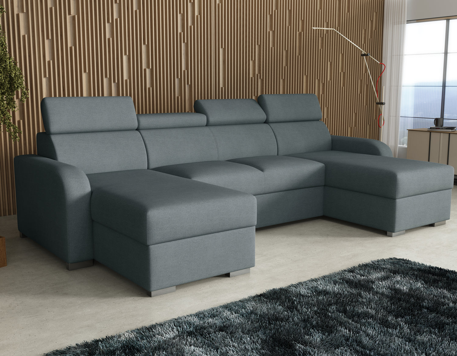 NEW! CORNER SOFA BED ASTEE U SHAPE EASY CLEAN FABRIC ADJUSTABLE HEADREST / SPRINGS + FOAMTHIS MODEL IS UNIVERSAL WHICH MEANS YOU CAN CHOOSE CORNER SIDE DURING ASSEMBLYProduct dimensions:- length: 306 cm- depth: 170 cm- seat depth: 60 cmADJUSTABLE HEADREST