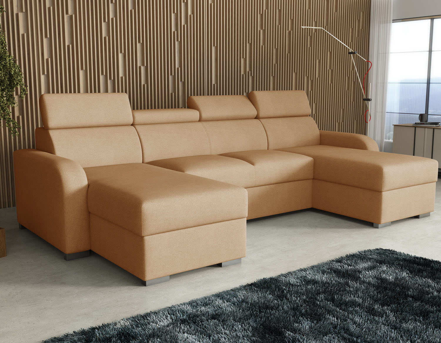 NEW! CORNER SOFA BED ASTEE U SHAPE EASY CLEAN FABRIC ADJUSTABLE HEADREST / SPRINGS + FOAMTHIS MODEL IS UNIVERSAL WHICH MEANS YOU CAN CHOOSE CORNER SIDE DURING ASSEMBLYProduct dimensions:- length: 306 cm- depth: 170 cm- seat depth: 60 cmADJUSTABLE HEADREST