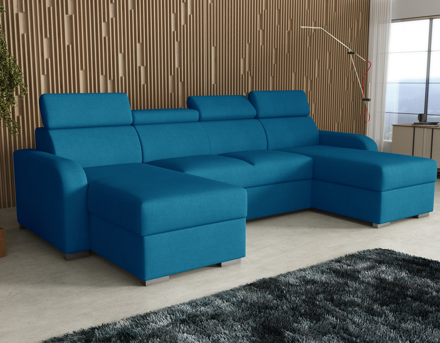 NEW! CORNER SOFA BED ASTEE U SHAPE EASY CLEAN FABRIC ADJUSTABLE HEADREST / SPRINGS + FOAMTHIS MODEL IS UNIVERSAL WHICH MEANS YOU CAN CHOOSE CORNER SIDE DURING ASSEMBLYProduct dimensions:- length: 306 cm- depth: 170 cm- seat depth: 60 cmADJUSTABLE HEADREST