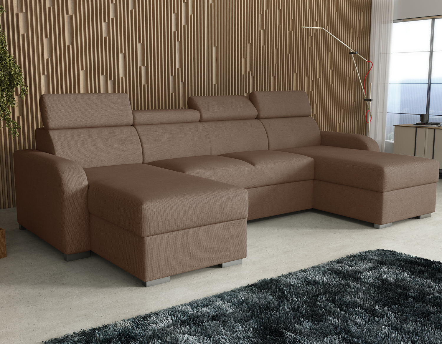 NEW! CORNER SOFA BED ASTEE U SHAPE EASY CLEAN FABRIC ADJUSTABLE HEADREST / SPRINGS + FOAMTHIS MODEL IS UNIVERSAL WHICH MEANS YOU CAN CHOOSE CORNER SIDE DURING ASSEMBLYProduct dimensions:- length: 306 cm- depth: 170 cm- seat depth: 60 cmADJUSTABLE HEADREST