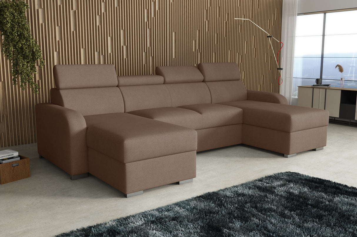 NEW! CORNER SOFA BED ASTEE U SHAPE EASY CLEAN FABRIC ADJUSTABLE HEADREST / SPRINGS + FOAMTHIS MODEL IS UNIVERSAL WHICH MEANS YOU CAN CHOOSE CORNER SIDE DURING ASSEMBLYProduct dimensions:- length: 306 cm- depth: 170 cm- seat depth: 60 cmADJUSTABLE HEADREST
