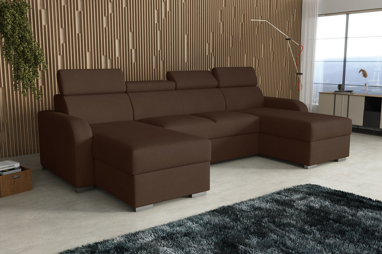 NEW! CORNER SOFA BED ASTEE U SHAPE EASY CLEAN FABRIC ADJUSTABLE HEADREST / SPRINGS + FOAMTHIS MODEL IS UNIVERSAL WHICH MEANS YOU CAN CHOOSE CORNER SIDE DURING ASSEMBLYProduct dimensions:- length: 306 cm- depth: 170 cm- seat depth: 60 cmADJUSTABLE HEADREST