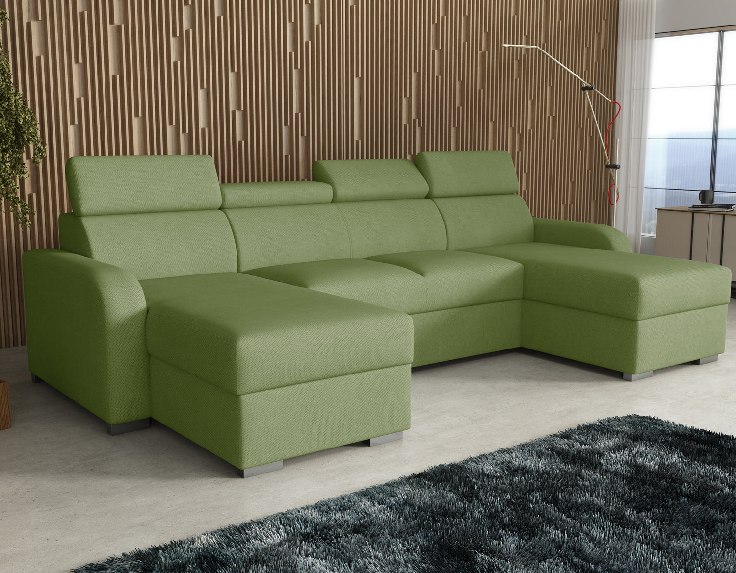 NEW! CORNER SOFA BED ASTEE U SHAPE EASY CLEAN FABRIC ADJUSTABLE HEADREST / SPRINGS + FOAMTHIS MODEL IS UNIVERSAL WHICH MEANS YOU CAN CHOOSE CORNER SIDE DURING ASSEMBLYProduct dimensions:- length: 306 cm- depth: 170 cm- seat depth: 60 cmADJUSTABLE HEADREST