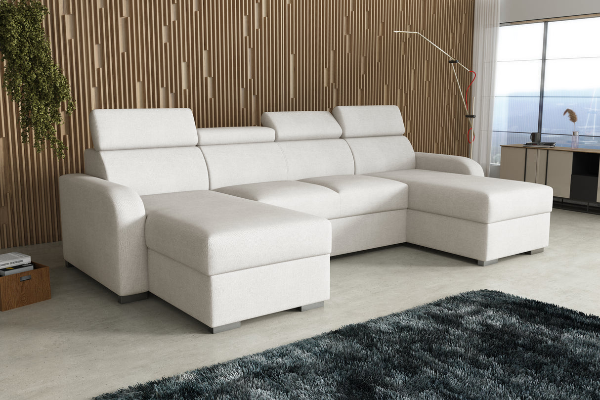 NEW! CORNER SOFA BED ASTEE U SHAPE CROWN FABRIC EASY CLEAN FABRIC ADJUSTABLE HEADREST / SPRINGS + FOAMProduct dimensions:- length: 306 cm- depth: 170 cm- seat depth: 60 cmADJUSTABLE HEADREST2X STORAGE SPACE MADE IN CROWN FABRIC CLICK HEREUncategorizedAnna