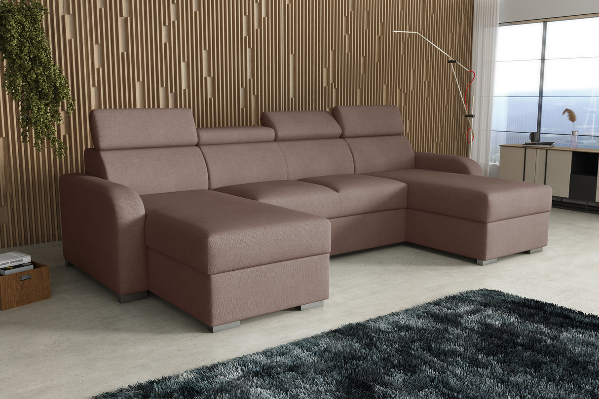 NEW! CORNER SOFA BED ASTEE U SHAPE CROWN FABRIC EASY CLEAN FABRIC ADJUSTABLE HEADREST / SPRINGS + FOAMProduct dimensions:- length: 306 cm- depth: 170 cm- seat depth: 60 cmADJUSTABLE HEADREST2X STORAGE SPACE MADE IN CROWN FABRIC CLICK HEREUncategorizedAnna