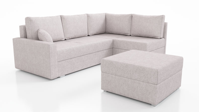 NAROŻNA SOFA ROZKŁADANA FINO 228CM + PASUJĄCY PUFA / SPRINGI + PIANKA