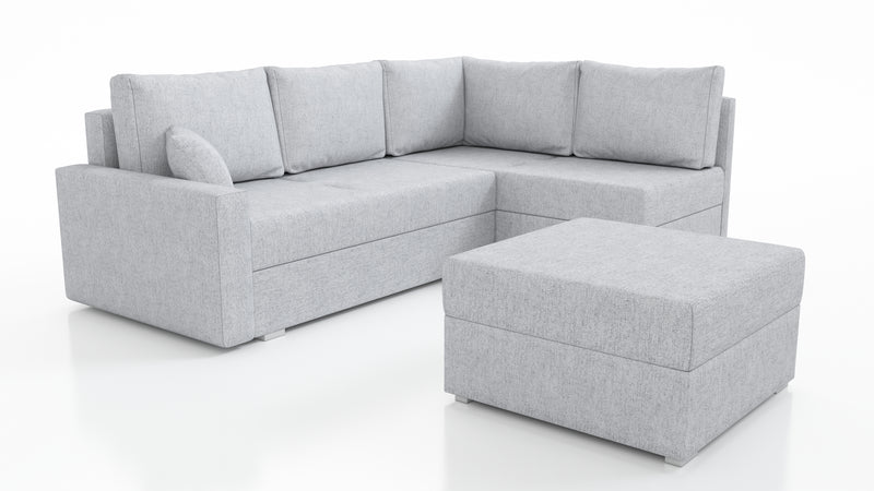 NAROŻNA SOFA ROZKŁADANA FINO 228CM + PASUJĄCY PUFA / SPRINGI + PIANKA