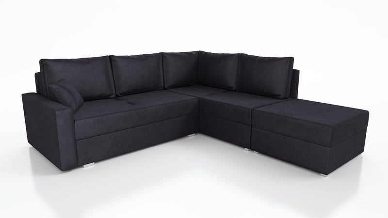 NAROŻNA SOFA ROZKŁADANA FINO 228CM + PASUJĄCY PUFA / SPRINGI + PIANKA