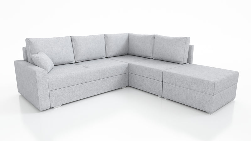 NAROŻNA SOFA ROZKŁADANA FINO 228CM + PASUJĄCY PUFA / SPRINGI + PIANKA