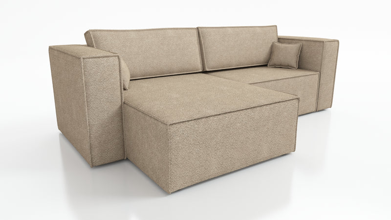 CORNER SOFA BED OTTO LAMBI 255CM UNIVERSAL CORNEROTTO corner sofacontainer dimensions:• length: 97 cm,• width: 62 cm,• height: 24 cm.Sleeping function:width 205 cmdepth 125 cm/ 138 cmpackaging:sides: 95/50/73 28 kgdouble + backrest: 62/78/103 39 kgottoman