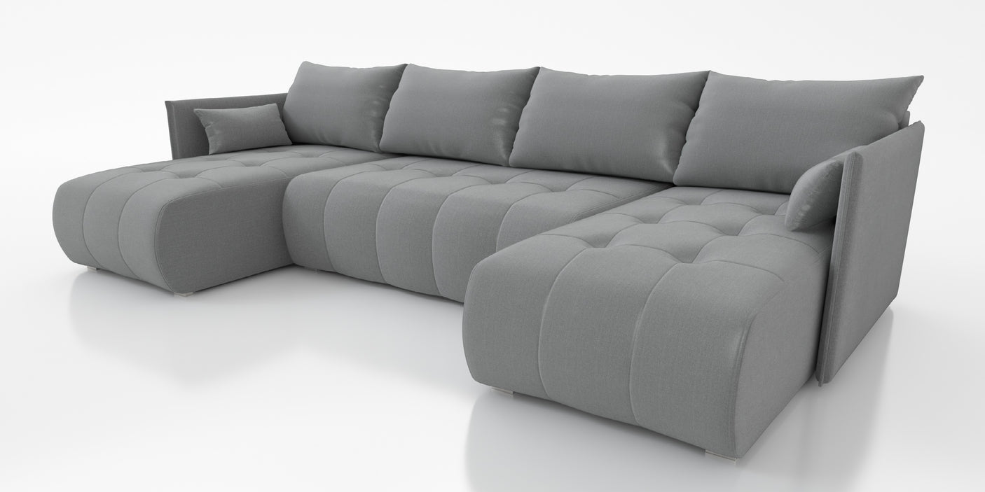 CORNER SOFA BED NESS U SHAPE *CHOICE OF COLORS* / SPRINGS + FOAMAVAILABLE IN 4 TYPES OF FABRICINARI, KRONOS, PAROSSTAIN RESISTANT FABRIC: MONOLITH, TERRADimensions: sleeping area 140/280width 292 cmdepth 152 cmheight to the seat 40 cm * dimensions given w