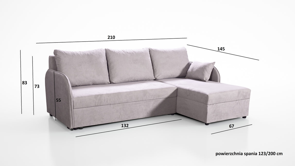 NAROŻNIK SOFA ŁÓŻKO OTIS 210CM