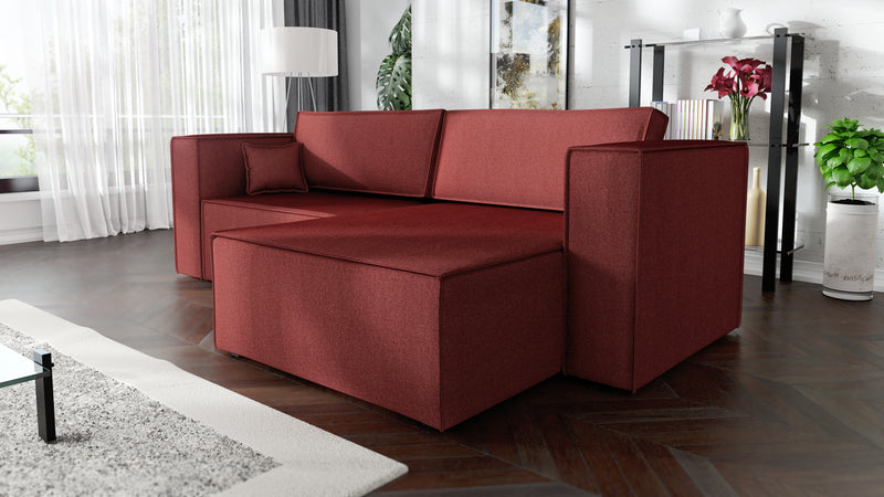 CORNER SOFA BED OTTO VOGUE 255CM UNIVERSAL CORNEROTTO corner sofacontainer dimensions:• length: 97 cm,• width: 62 cm,• height: 24 cm.Sleeping function:width 205 cmdepth 125 cm/ 138 cmpackaging:sides: 95/50/73 28 kgdouble + backrest: 62/78/103 39 kgottoman