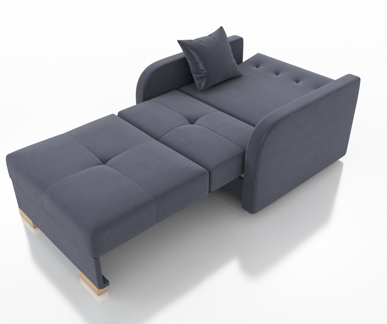 SINGLE SOFA BED OLA I 103cm CHOICE OF COLOR / FOAMDimensions :HEIGHT 85CMDEEPTH 95CMWIDHT 103CMSLEEPING AREA 80X195 cm(no possibility to change dimensions) +/- 3The sofa is made of a wooden frame, the sleeping surface is made of PUR T30 / 42 foam. The sof