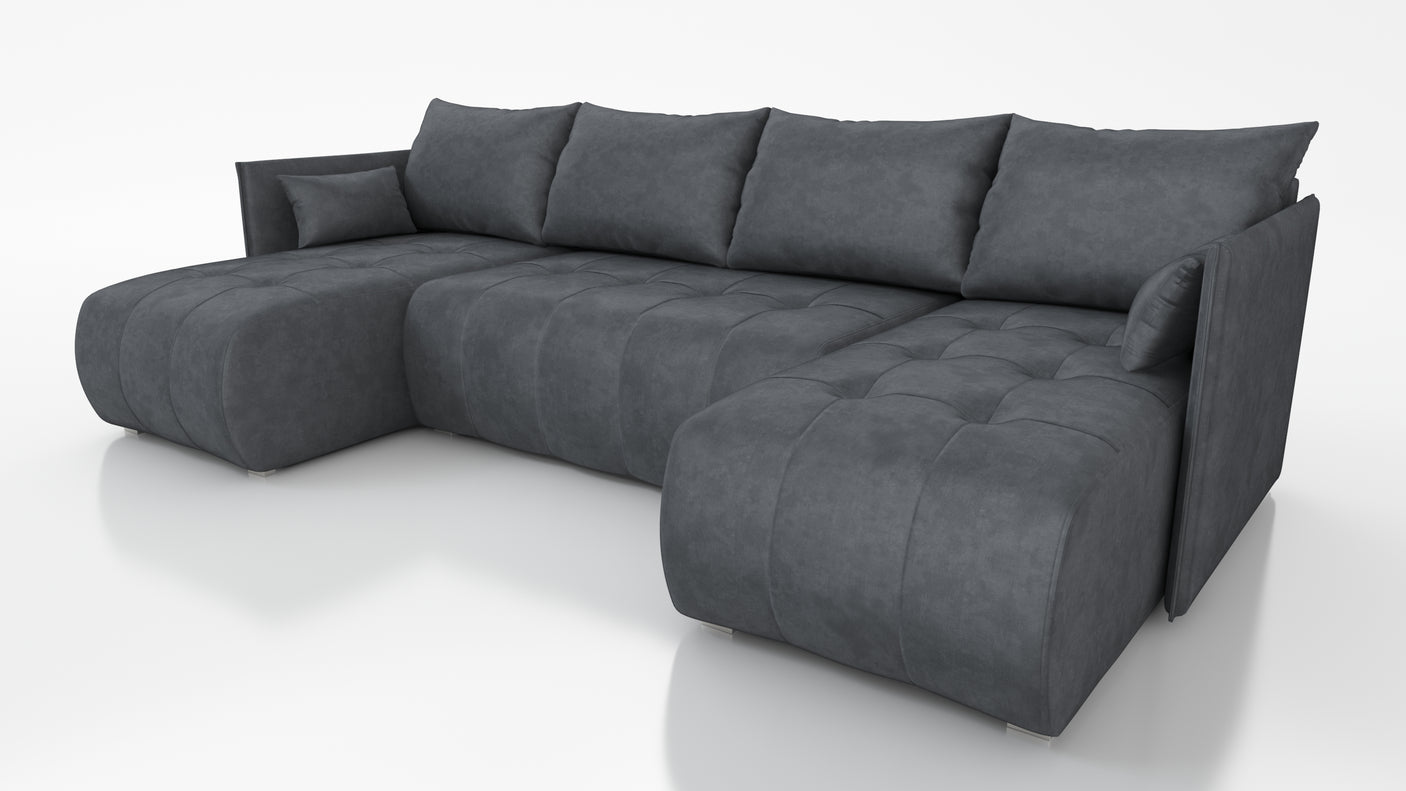 CORNER SOFA BED NESS U SHAPE *CHOICE OF COLORS* / SPRINGS + FOAMAVAILABLE IN 4 TYPES OF FABRICINARI, KRONOS, PAROSSTAIN RESISTANT FABRIC: MONOLITH, TERRADimensions: sleeping area 140/280width 292 cmdepth 152 cmheight to the seat 40 cm * dimensions given w