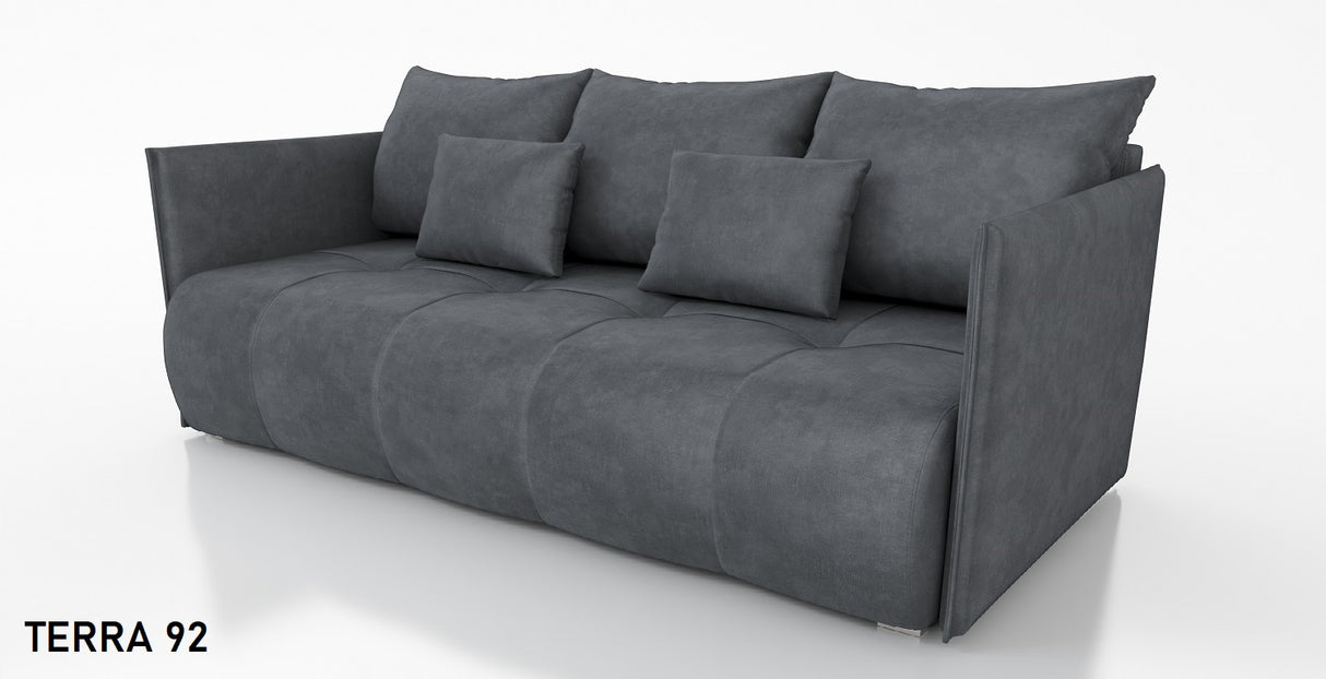 SOFA BED NESS 199CM SPINGS + FOAM / CHOICE OF COLORDimensions: sleeping area 142/191 width 199 cm depth 93 cm height to the seat 40 cm* dimensions given with a tolerance of +/- 3 cmSpecification:- free-standing sofa- sleeping function and backrest made of