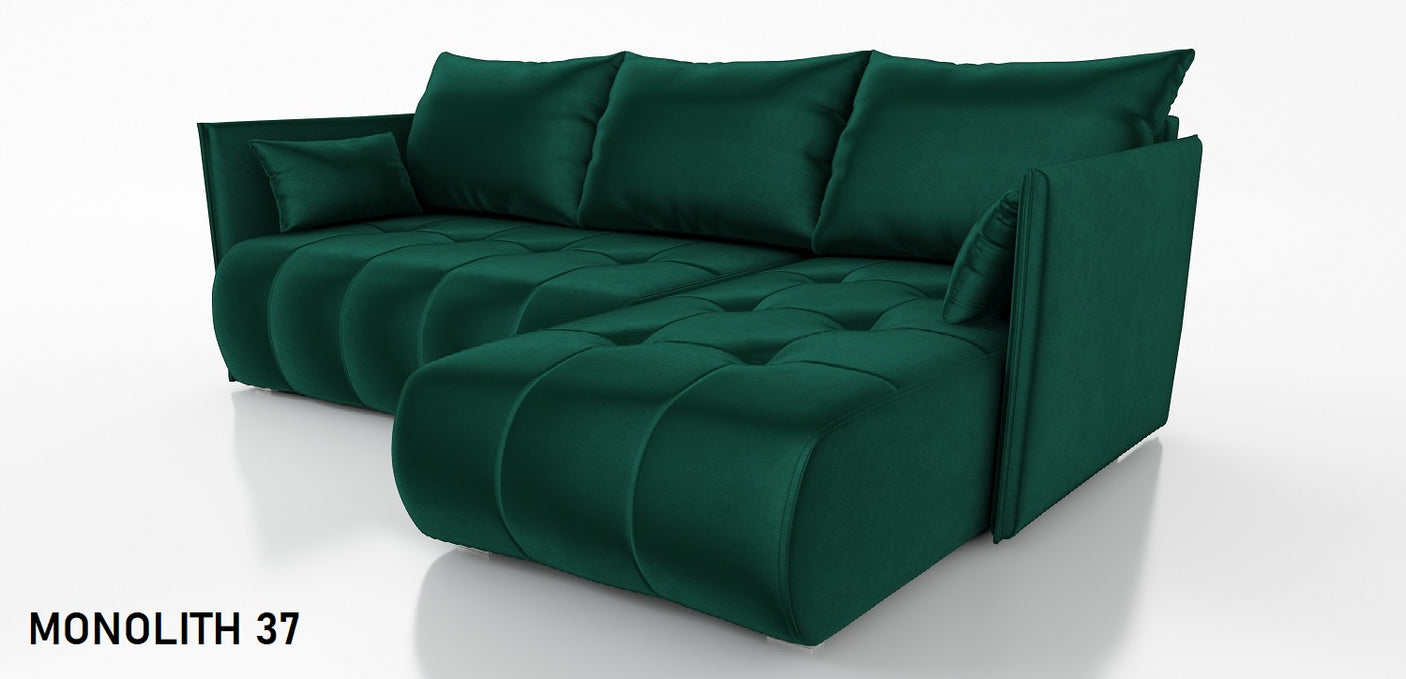 CORNER SOFA BED NESS 214CM / SPRINGS + FOAM / CHOICE OF COLORDimensions: sleeping area 140/206 width 214 cm depth 152 cm height to the seat 40 cm* dimensions given with a tolerance of +/- 3 cmSpecification:- universal, free-standing corner sofa- wave spri