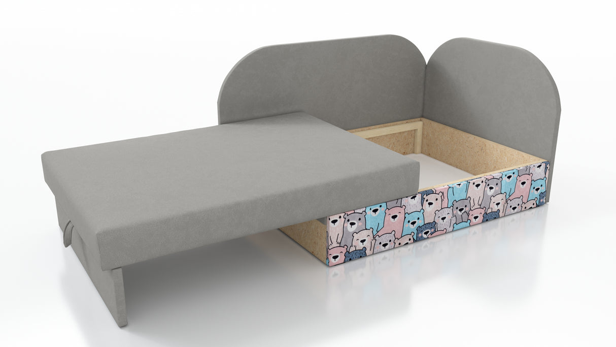 UNIVERSAL CORNER SOFA BED KUBUS CUBE GREY / TEDDY Children roomTHIS MODEL IS UNIVERSAL WHICH MEANS YOU CAN CHOOSE CORNER SIDE DURING ASSEMBLYCHILDREN CORNER SOFA BEDSOFKA NAROZNIK TAPCZANIK DZIECIECY - depth 77 cm- width 106 cm- height with bacon 50 cm- 7