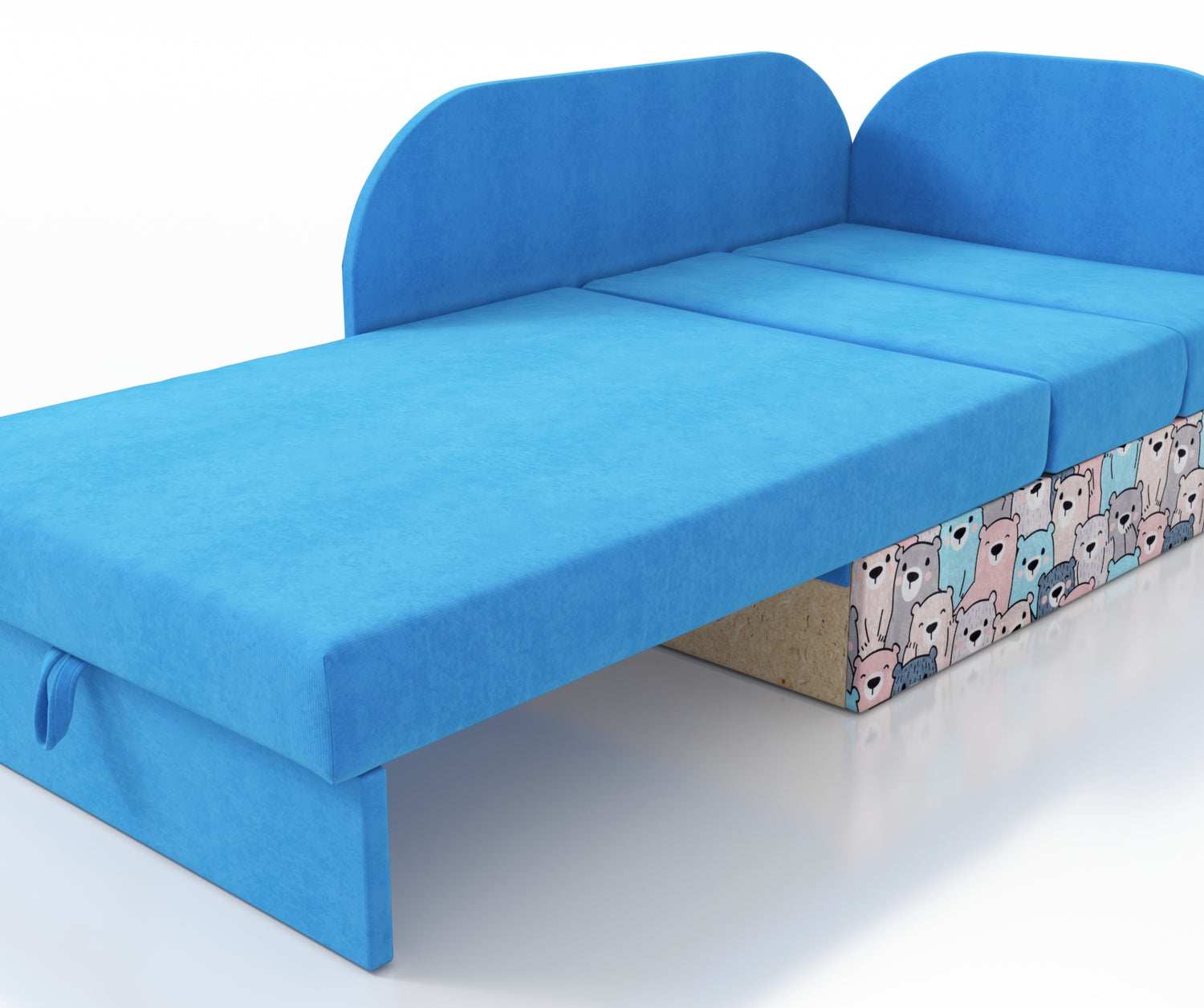 UNIVERSAL CORNER SOFA BED KUBUS CUBE BLUE / TEDDY Children roomTHIS MODEL IS UNIVERSAL WHICH MEANS YOU CAN CHOOSE CORNER SIDE DURING ASSEMBLYCHILDREN CORNER SOFA BEDSOFKA NAROZNIK TAPCZANIK DZIECIECY - depth 77 cm- width 106 cm- height with bacon 50 cm- 7
