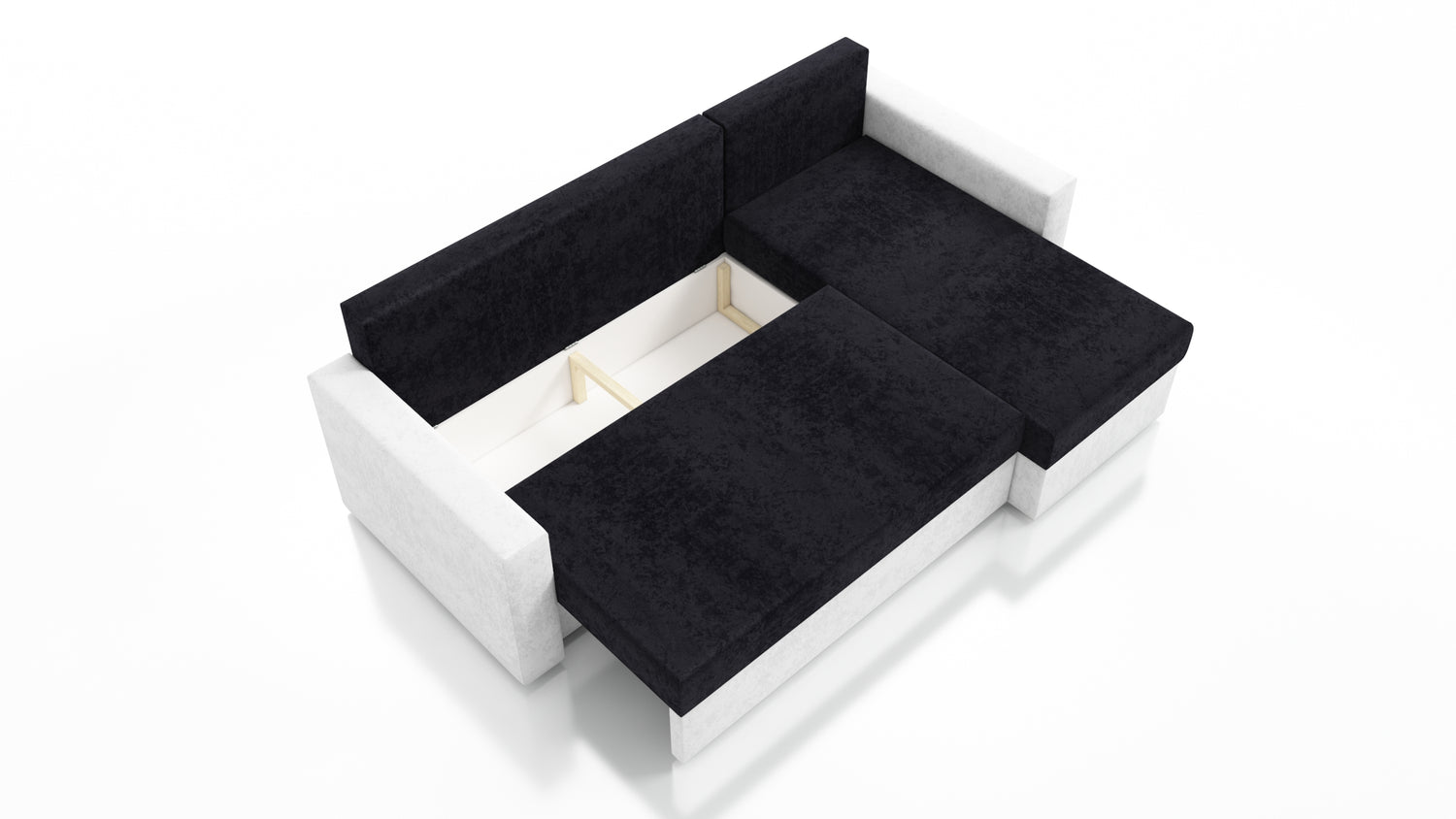 CORNER SOFA BED FOXY UNIVERSAL CORNER SAWANA 05 / WHITE FAUX LEATHER / FOAMTHIS MODEL IS UNIVERSAL WHICH MEANS YOU CAN CHOOSE CORNER SIDE DURING ASSEMBLY 1X Storage space 3X pillow includedzippered pillowshighly elastic foam t30/42sleeping functionunivers