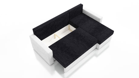 CORNER SOFA BED FOXY UNIVERSAL CORNER SAWANA 05 / WHITE FAUX LEATHER / FOAMTHIS MODEL IS UNIVERSAL WHICH MEANS YOU CAN CHOOSE CORNER SIDE DURING ASSEMBLY 1X Storage space 3X pillow includedzippered pillowshighly elastic foam t30/42sleeping functionunivers