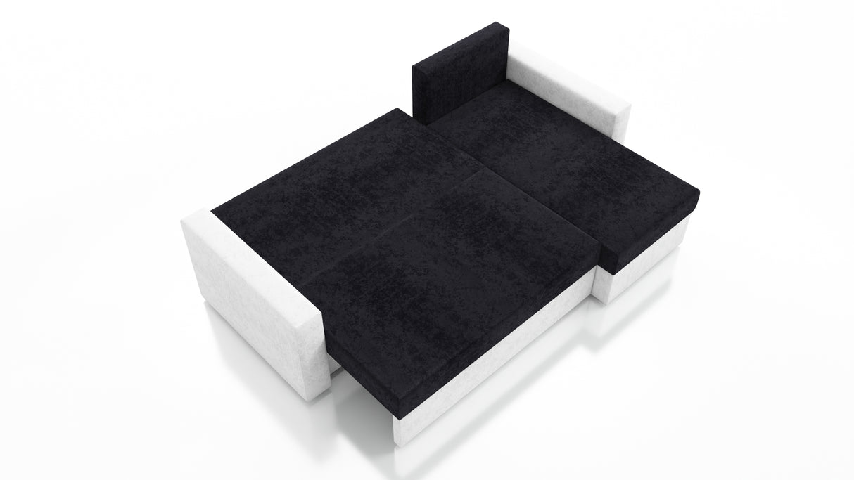 CORNER SOFA BED FOXY UNIVERSAL CORNER SAWANA 05 / WHITE FAUX LEATHER / FOAMTHIS MODEL IS UNIVERSAL WHICH MEANS YOU CAN CHOOSE CORNER SIDE DURING ASSEMBLY 1X Storage space 3X pillow includedzippered pillowshighly elastic foam t30/42sleeping functionunivers