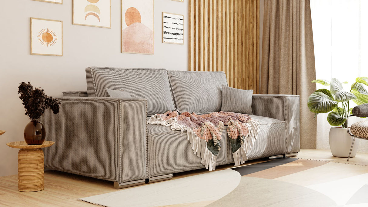 SOFA BED FIORD POSO 03 250cm / SPRINGS + FOAMSOFA DIMENSIONS: sleeping area 154/190 cm width 249 cm depth 94 cm height to the seat 40 cm side height 58 cm seat depth 79 cm (without cushions) seat depth 62 cm (with cushions)* dimensions given with a tolera