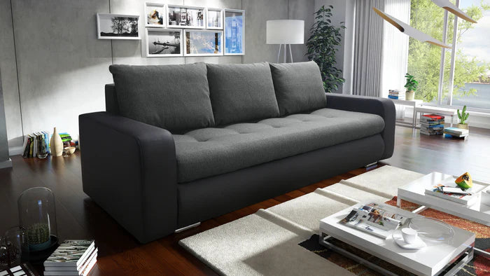 SOFA BED DAVY 228CM INARI 96 / MADRYT 9100 / BONELL SPRINGS + FOAMMORE AVAILABLE COLOR CLICK HEREMADE IN FABRIC INARI CLICK HERE + MADRID FAUX LEATHER CLICK HERE Dimensions:- 143/190 sleeping area- width 228- depth 93- height to the seat 42* dimensions ar
