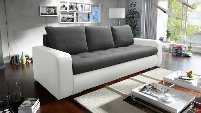 SOFA BED DAVY 228CM INARI 96 / MADRYT 920 / BONELL SPRINGS + FOAMMORE AVAILABLE COLOR CLICK HEREMADE IN FABRIC INARI CLICK HERE + MADRID FAUX LEATHER CLICK HERE Dimensions:- 143/190 sleeping area- width 228- depth 93- height to the seat 42* dimensions are