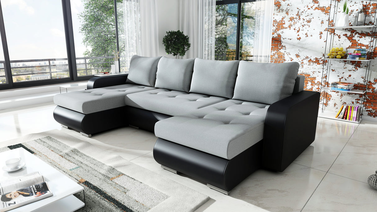 CORNER SOFA BED DAVY U 300CM CHOICE OF COLORS / BONNELL SPRING + FOAMDimensions width: 300 depth: 152 height: 87 sleeping area: 122×246MADE IN KRONOS FABRIC CLICK HEREBERLIN FABRIC CLICK HEREINARI FABRIC CLICK HEREMADRYT FAUX LEATHER CLICK HERE Specificat