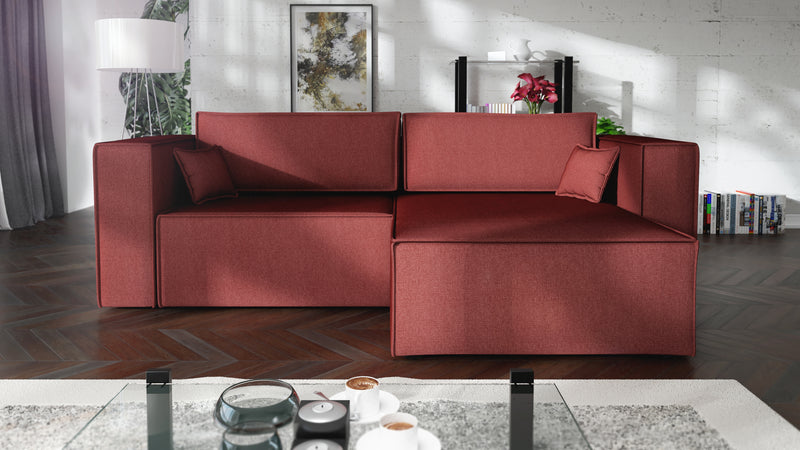 CORNER SOFA BED OTTO VOGUE 255CM UNIVERSAL CORNEROTTO corner sofacontainer dimensions:• length: 97 cm,• width: 62 cm,• height: 24 cm.Sleeping function:width 205 cmdepth 125 cm/ 138 cmpackaging:sides: 95/50/73 28 kgdouble + backrest: 62/78/103 39 kgottoman