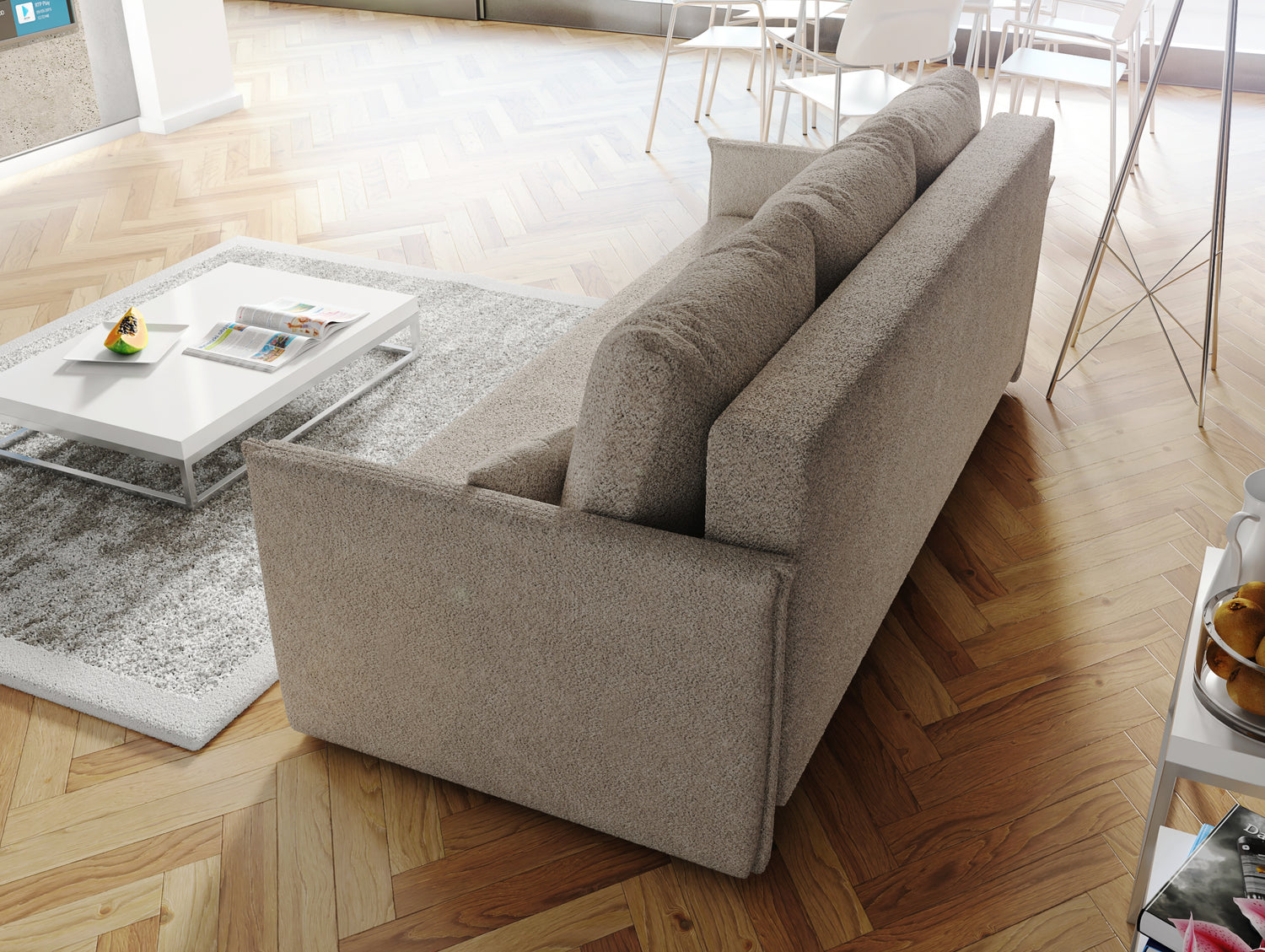 NOWOŚĆ! SOFA ŁÓŻKO BIANCA 207CM SPRINGI BONELL + TKANINA BOUCLE Z PIANKI / WYBÓR KOLORU