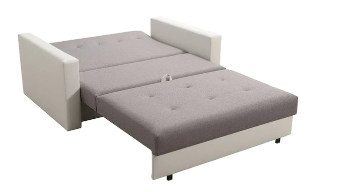 TWO SEATER SOFA BED BELLA II 137CM / SPRINGS + FOAMDimensions :- width 137 cm- height 85 cm- depth 95 cm- area sleeping 113/195 cm +/- 3The sofa is made on a wooden skeleton, the seat uses corrugated springs and PUR T30 / 42 foam. The sofa is unfolded usi