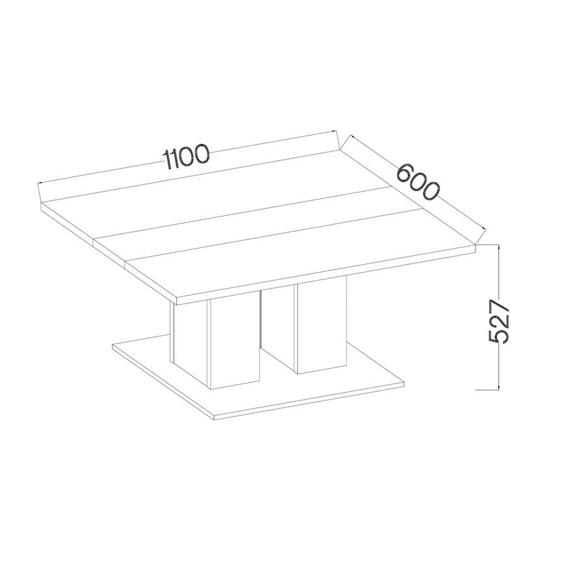 COFFEE TABLE BEN LEFKAS AND BLACK 110X60CMCoffee table / coffee table in whiteTable dimensionwidth 110 cm / depth 60 cm / height 53 cmExecution: base made of white laminated board, 16mm thick Table top with a thickness of 28mm in white, with a black inser