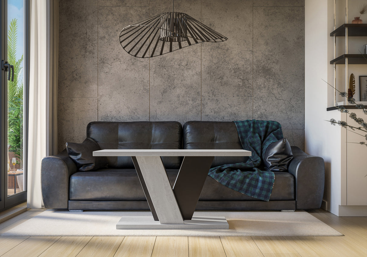 COFFEE TABLE VINEY STONE GREY / BLACKCoffee Table Viney Stone / Black The COFFEE TABLE VINEY brings a distinct and contemporary look to any space. Its unconventional design adds a fresh and airy feel to your home decor. Perfect for the dining room, kitche