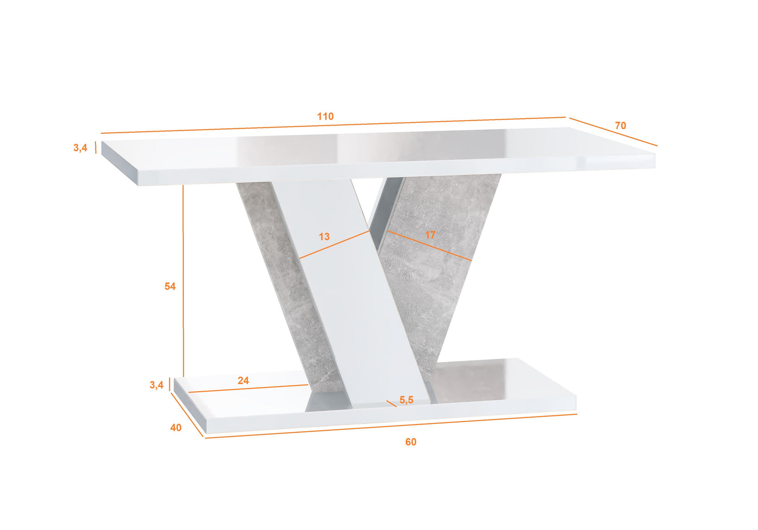 COFFEE TABLE VINEY BLACK GLOSS / STONE GREYCoffee Table Viney Black Gloss / Stone The COFFEE TABLE VINEY brings a distinct and contemporary look to any space. Its unconventional design adds a fresh and airy feel to your home decor. Perfect for the dining