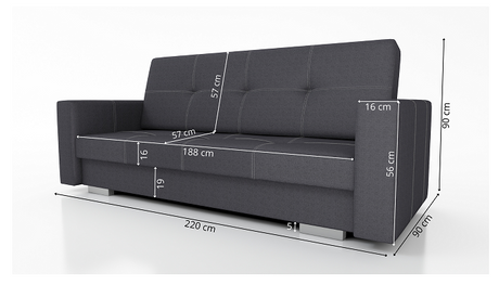 SOFA Z FUNKCJĄ SPANIA ALEXIA 220 CM / SPRĘŻYNY + PIANKA