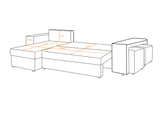 CORNER SOFA BED LEON 255CM 2X STORAGE SPACE UNIVERSAL CORNER RIGHT/LEFT CORNER / BONELL SPRINGS + FOAMFEATURES:BONELL SPRINGS + T28 FOAM 3 X LARGE BACKREST PILLOWS 2X STORAGE SPACE 2X STOOLBed-folding function DL SYSTEM (The unfolding process involves gen