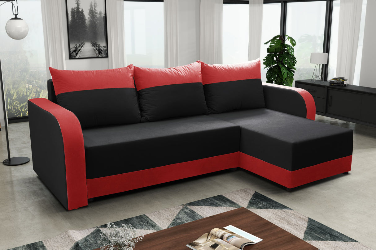 CORNER SOFA BED ALEXIS 228cm universal RIGHT/LEFT CORNER / FOAMTHIS MODEL IN UNIVERSAL WHICH MEANS YOU CAN CHOOSE CORNER SIDE DURING ASSEMBLY3x PILLOWS INCLUDED1X STORAGE SPACESLEEPING FUNCTIONT30 FOAMDIMENTIONSWidth: 228 cmDepth: 138cmSleeping area: 200